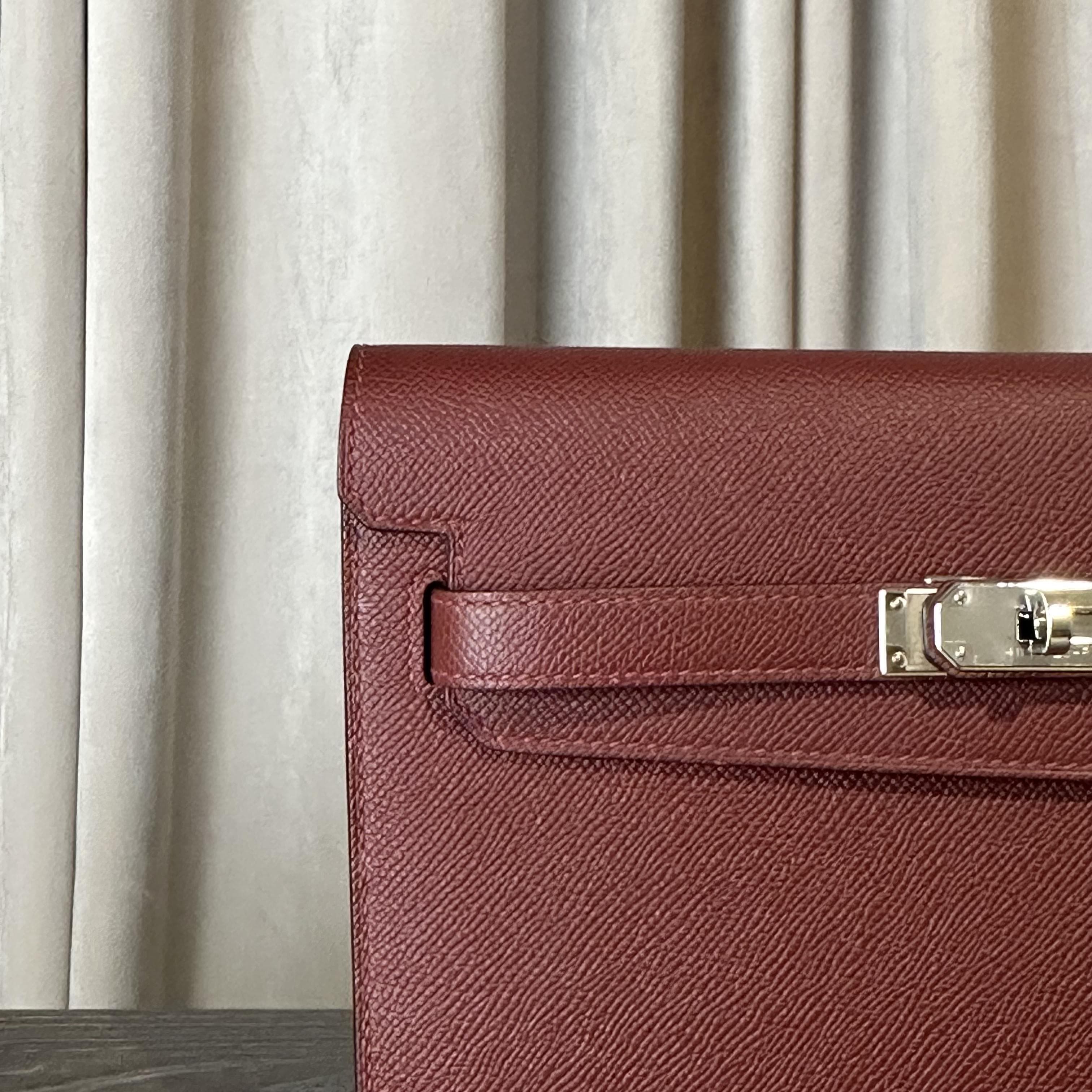 Hermès Kelly Depeches 25 Rouge H Epsom Clutch Palladium Hardware