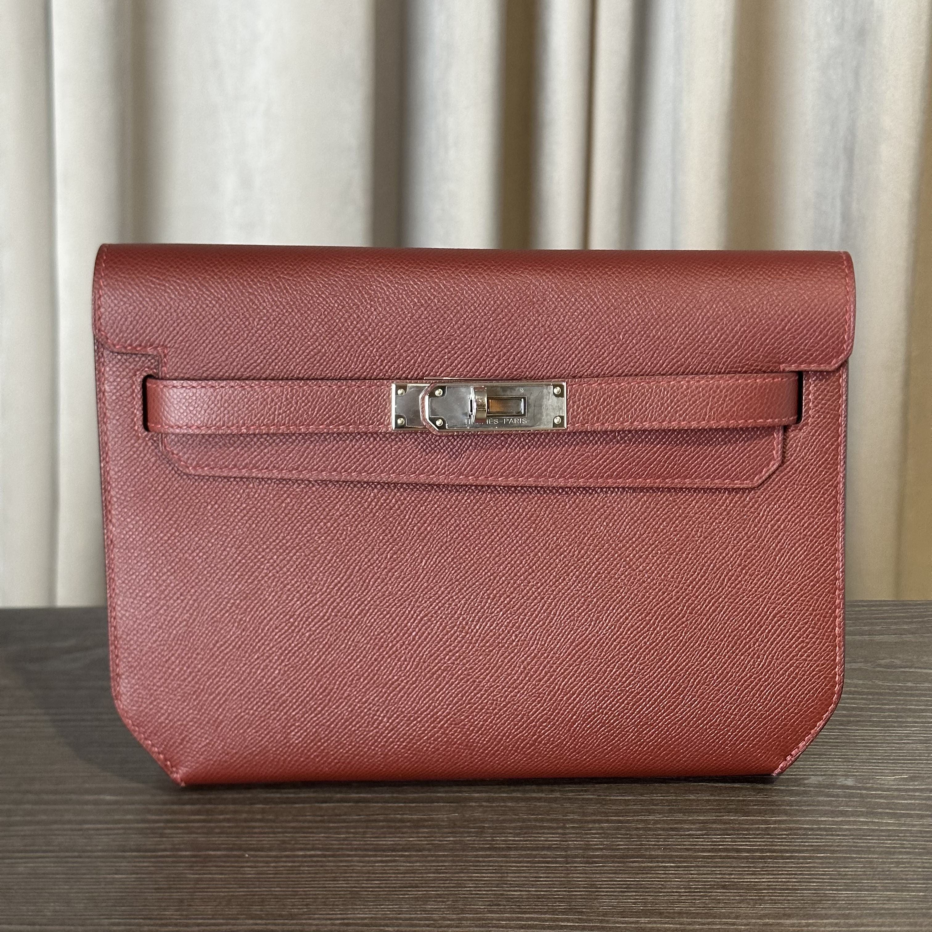 Hermès Kelly Depeches 25 Rouge H Epsom Clutch Palladium Hardware