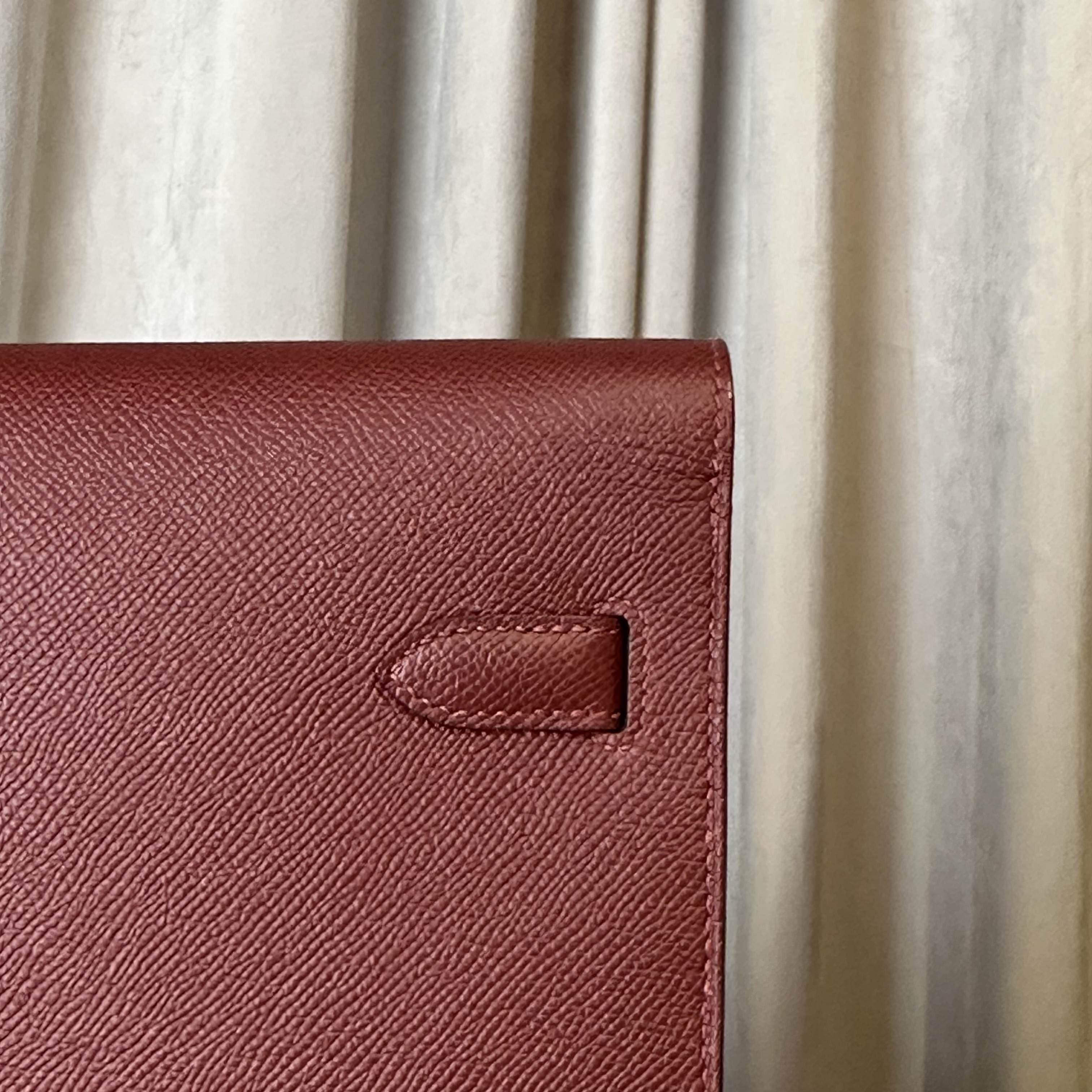 Hermès Kelly Depeches 25 Rouge H Epsom Clutch Palladium Hardware