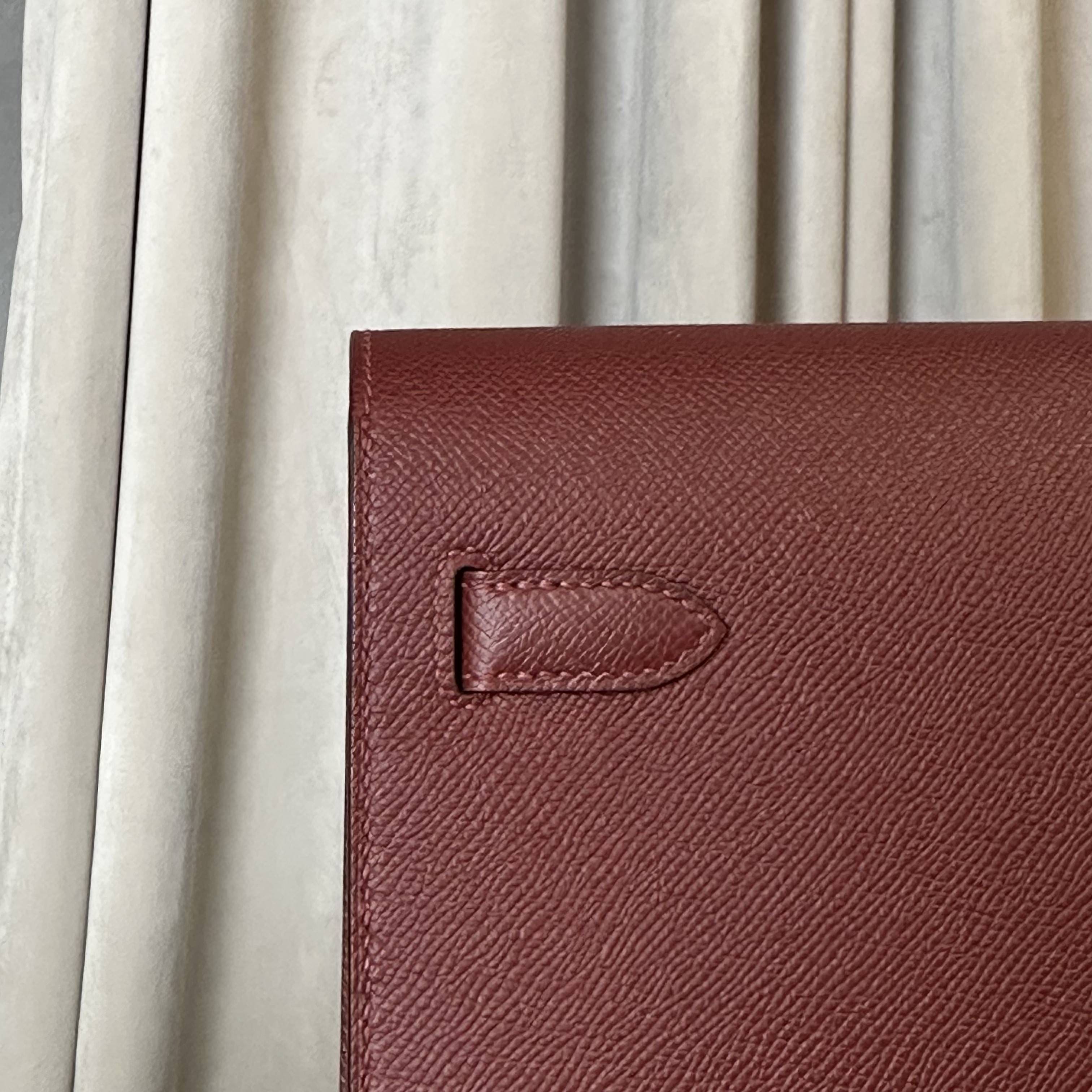 Hermès Kelly Depeches 25 Rouge H Epsom Clutch Palladium Hardware