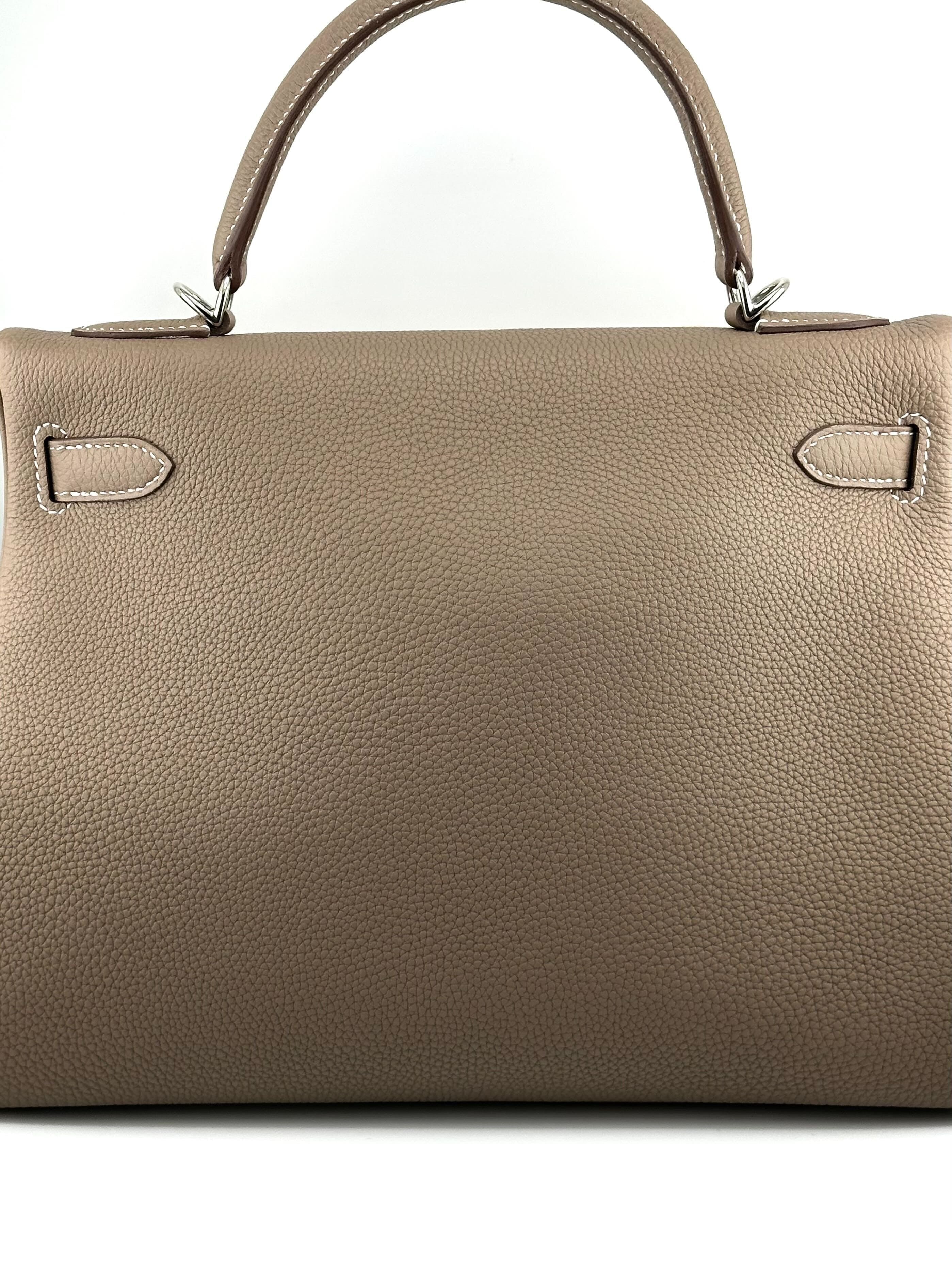 Hermes Kelly II Retourne 32 Togo Etoupe Palladium Hardware Wrist Aficionado