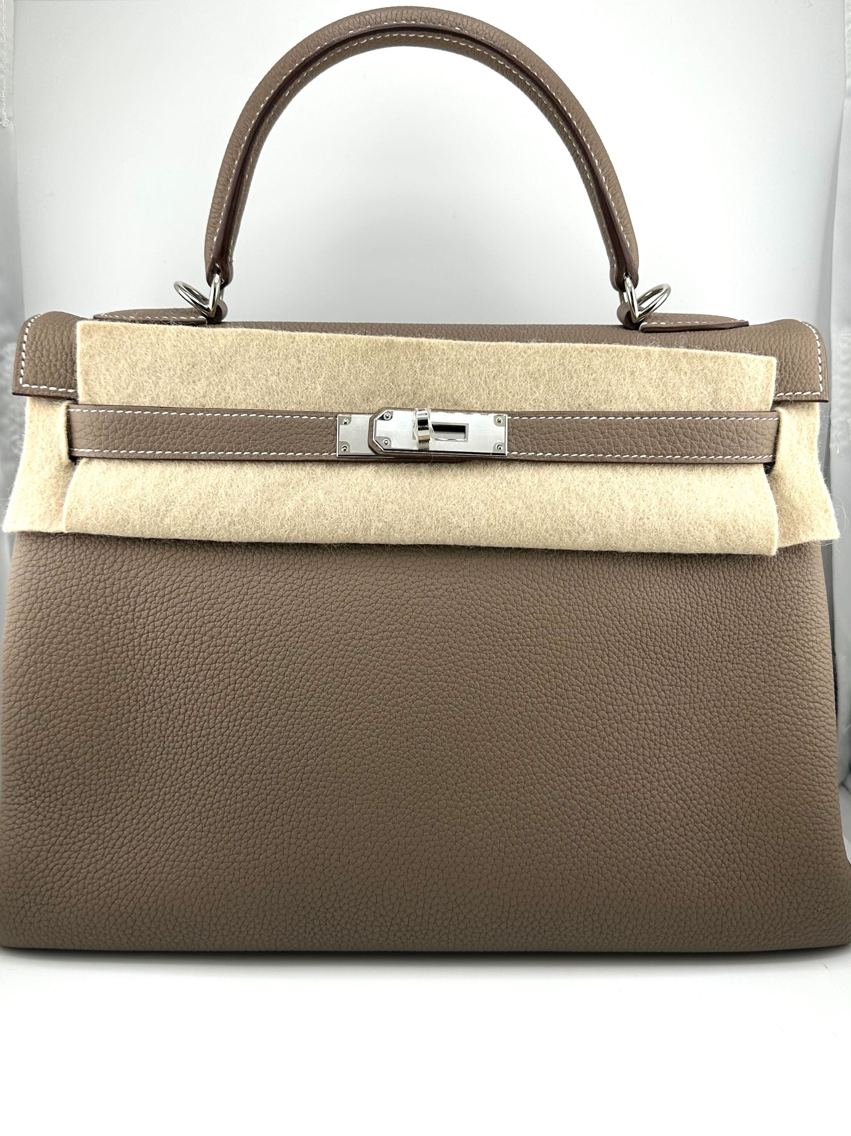 Hermes Kelly II Retourne 32 Togo Etoupe Palladium Hardware Wrist Aficionado