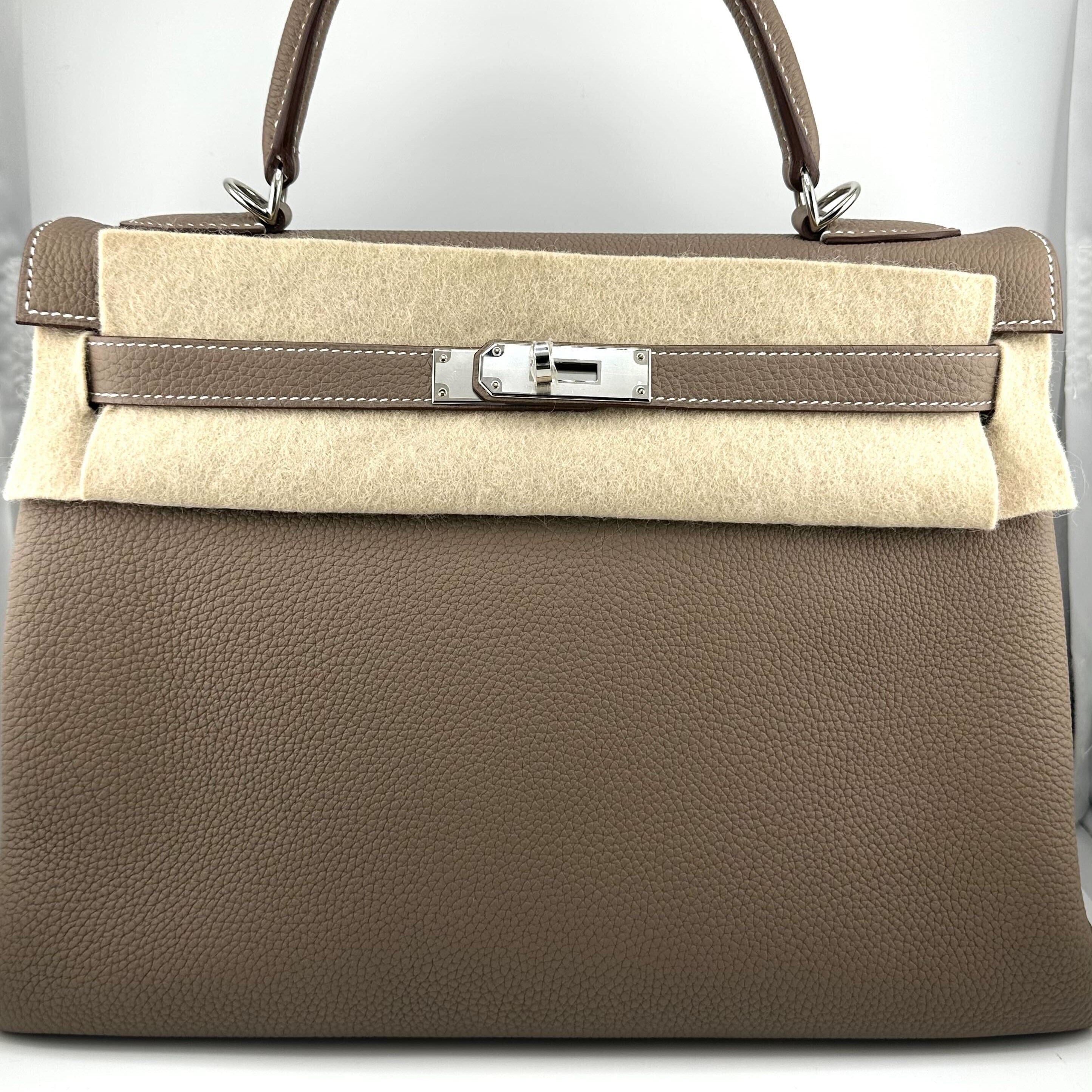 Hermes Kelly II Retourne 32 Togo Etoupe Palladium Hardware Wrist Aficionado