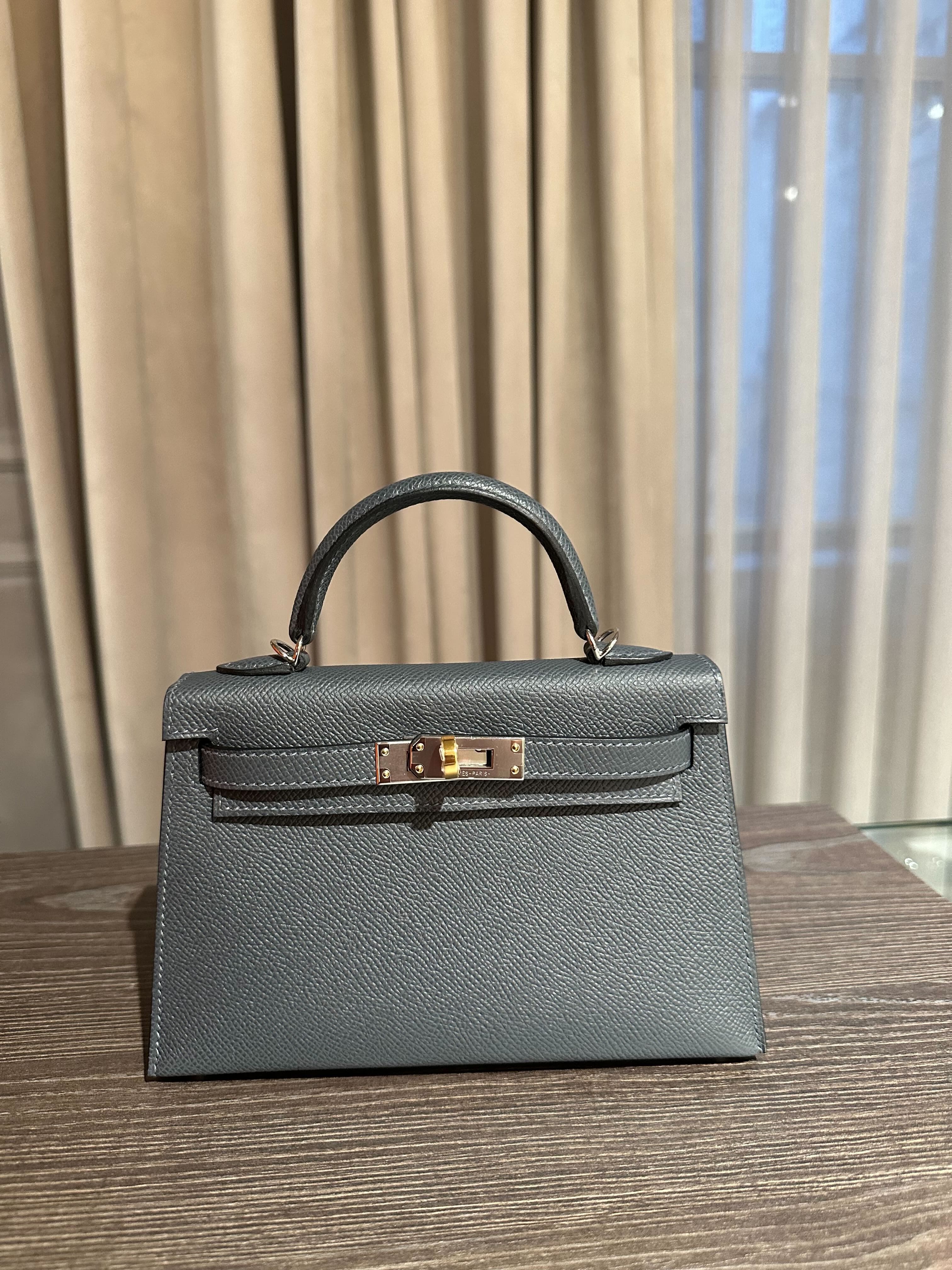 Hermès Kelly II Sellier 20 Mini Epsom Gris Misty Electrum Hardware