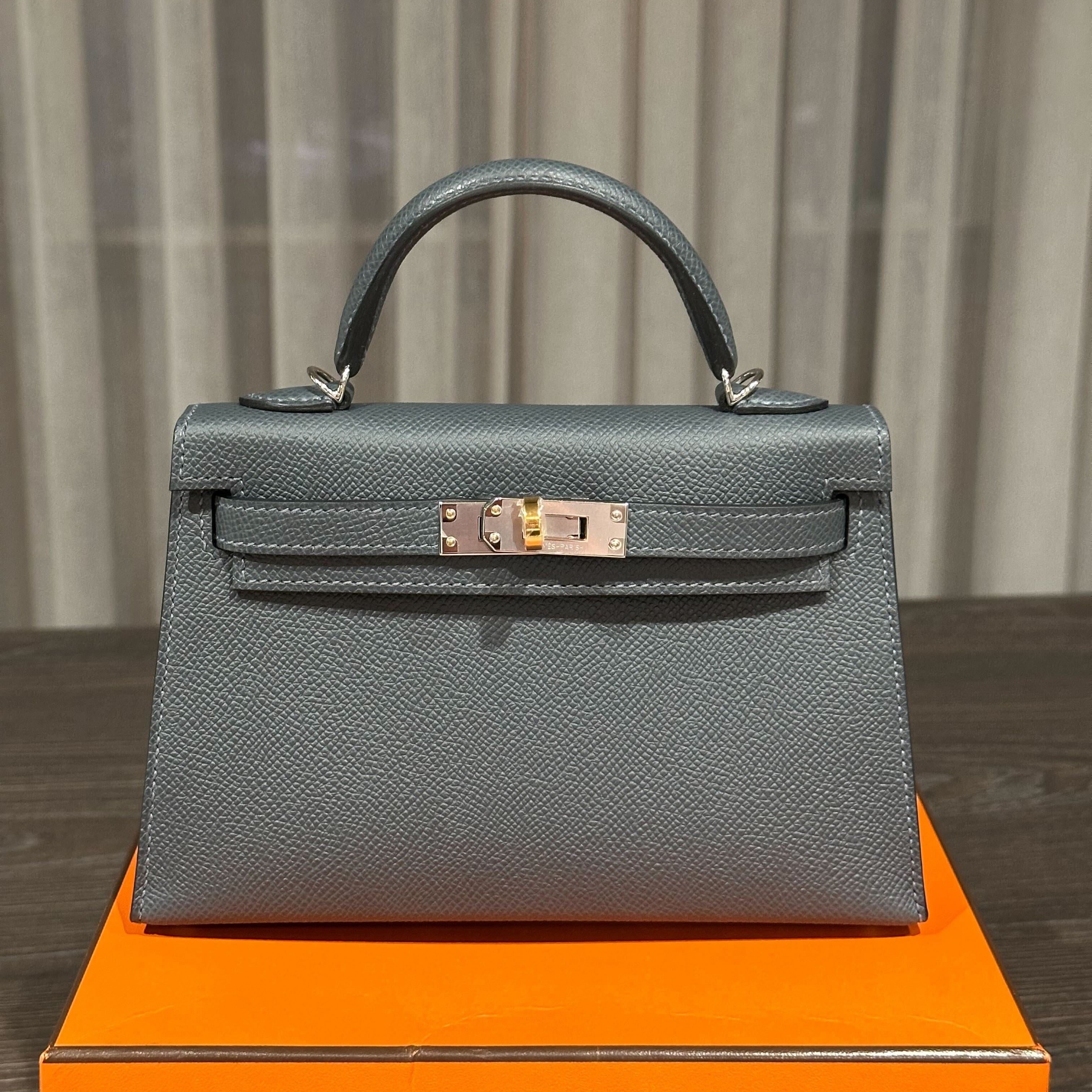 Hermès Kelly II Sellier 20 Mini Epsom Gris Misty Electrum Hardware