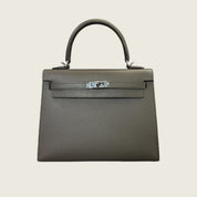 Hermès Kelly II Sellier 25 Gris Etain Epsom Palladium Hardware