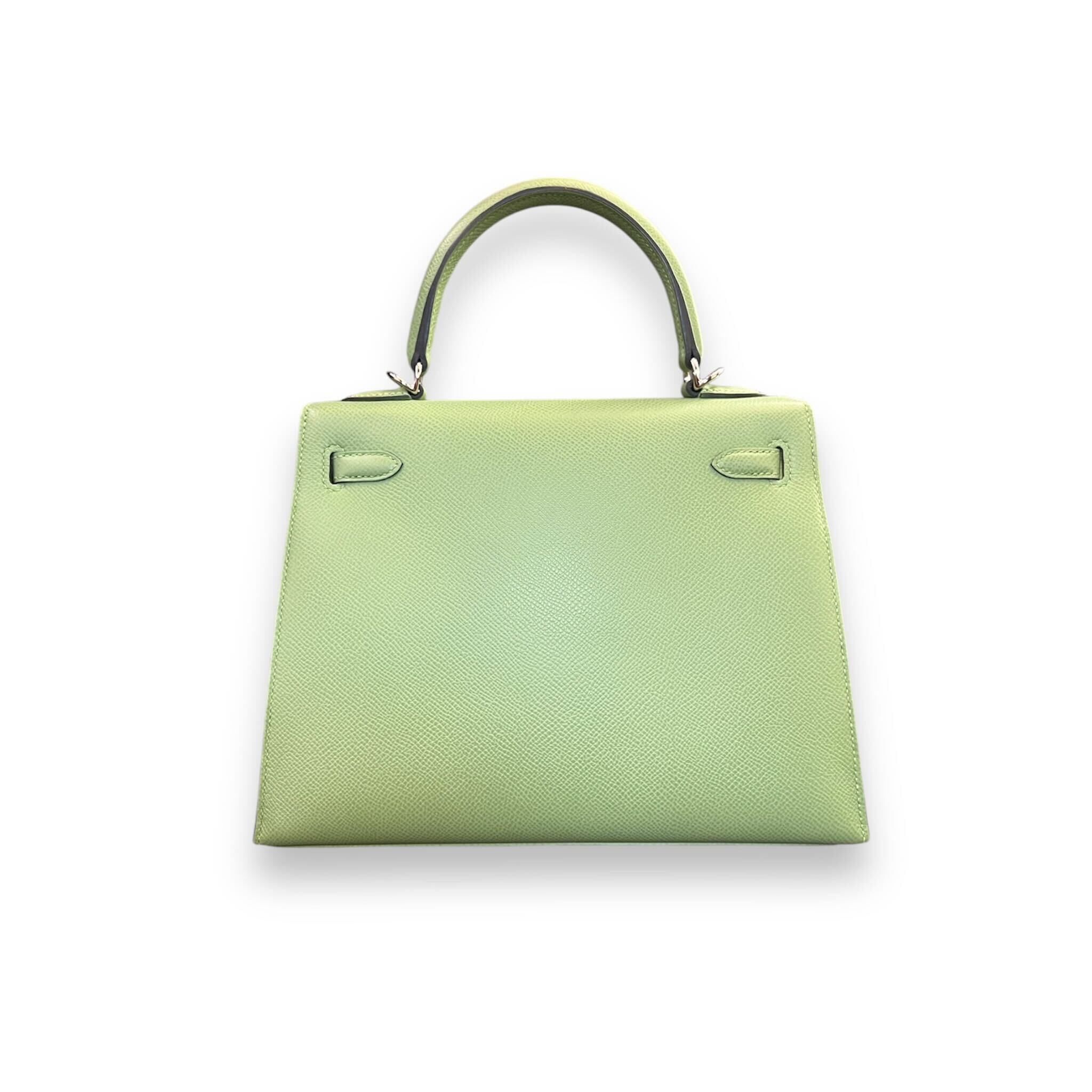 Hermès Kelly II Sellier 25 Vert Criquet Epsom Palladium Hardware