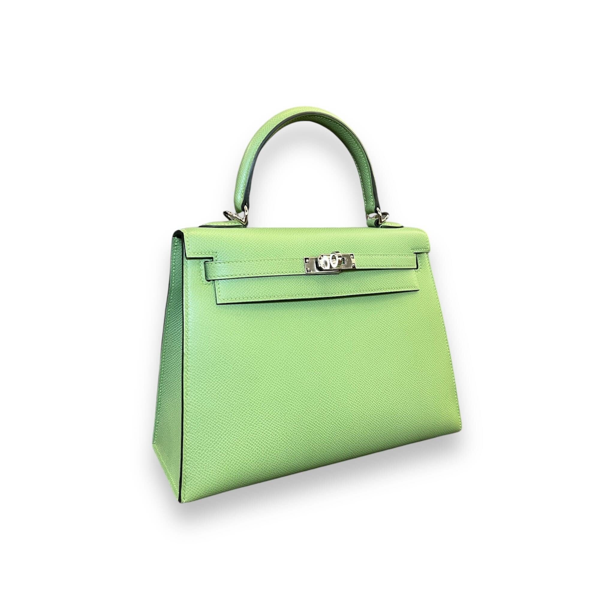 Hermès Kelly II Sellier 25 Vert Criquet Epsom Palladium Hardware