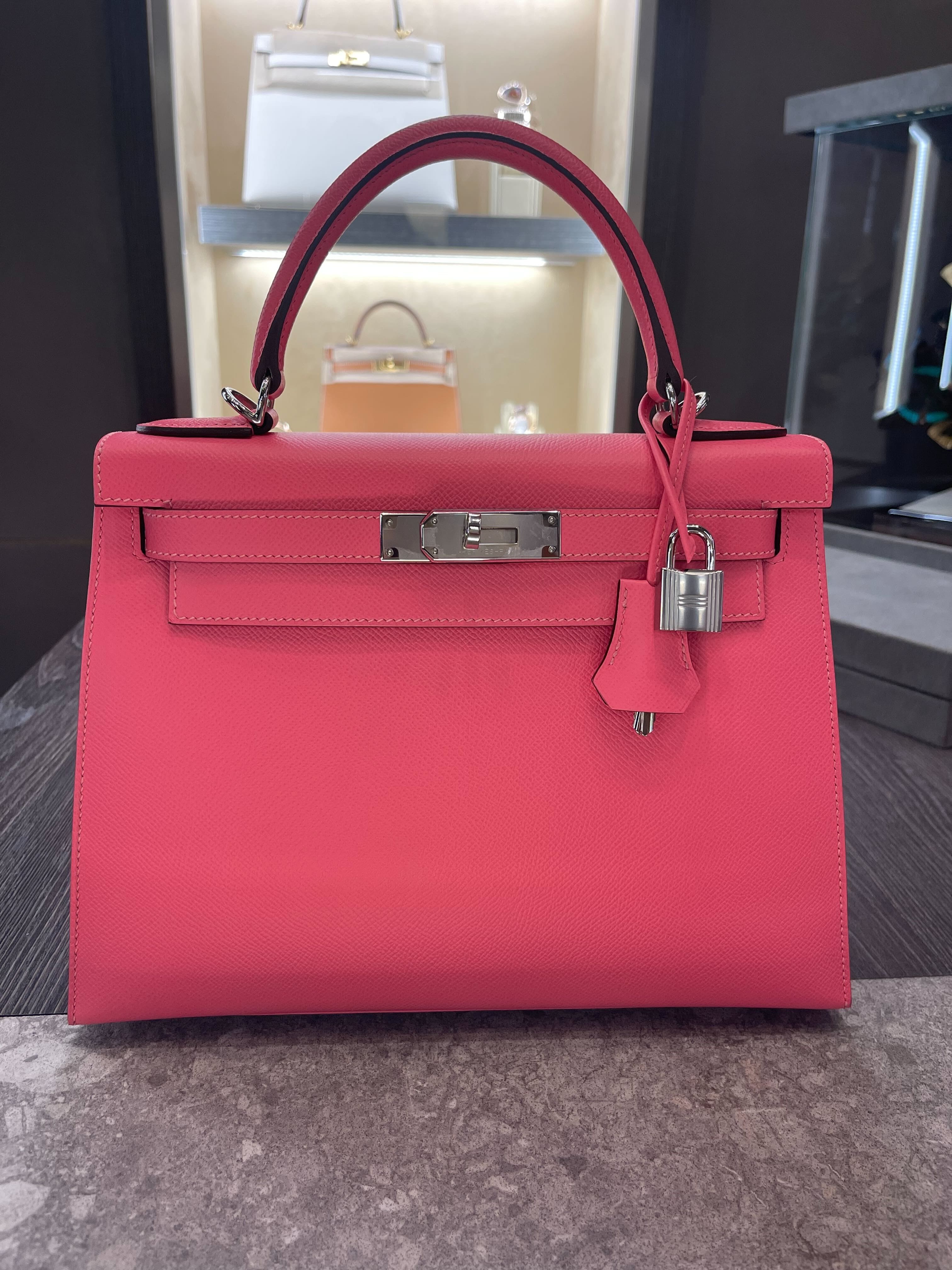 Hermès Kelly II Sellier 28 Epsom Leather Rose Azalee Palladium Hardware