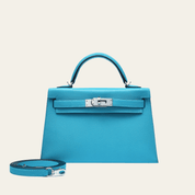 Hermès Bleu Du Nord Mini Kelly 20 Sellier Veau Madame Palladium Hardware