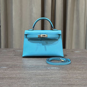 Hermès Kelly II Sellier Mini 20 Bleu Du Nord Veau Madame Palladium Hardware