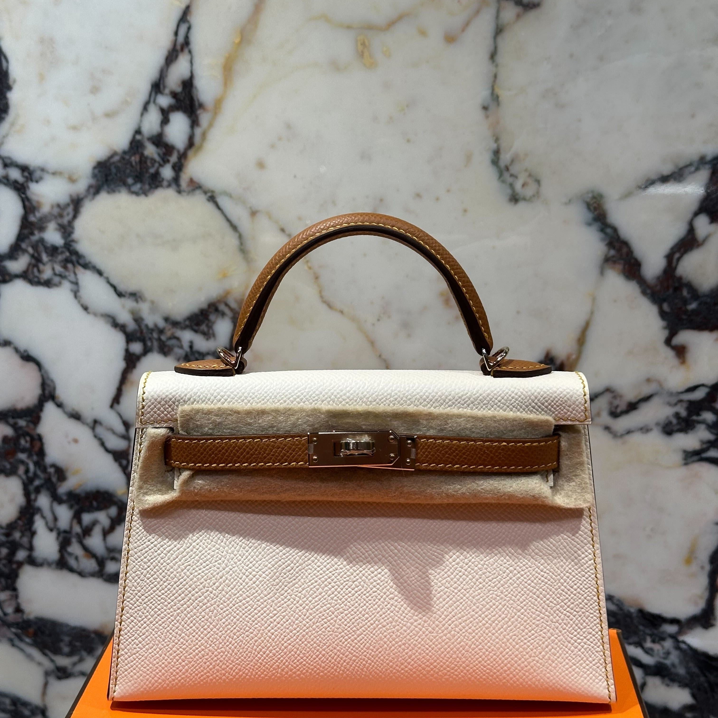 Hermès Kelly II Sellier Mini 20 Classic Skin Perso Craie Gold Special Order Palladium Hardware