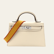 Hermès Nata Jaune Amber-Brique Kelly II Sellier Mini 20 Epsom Palladium Hardware