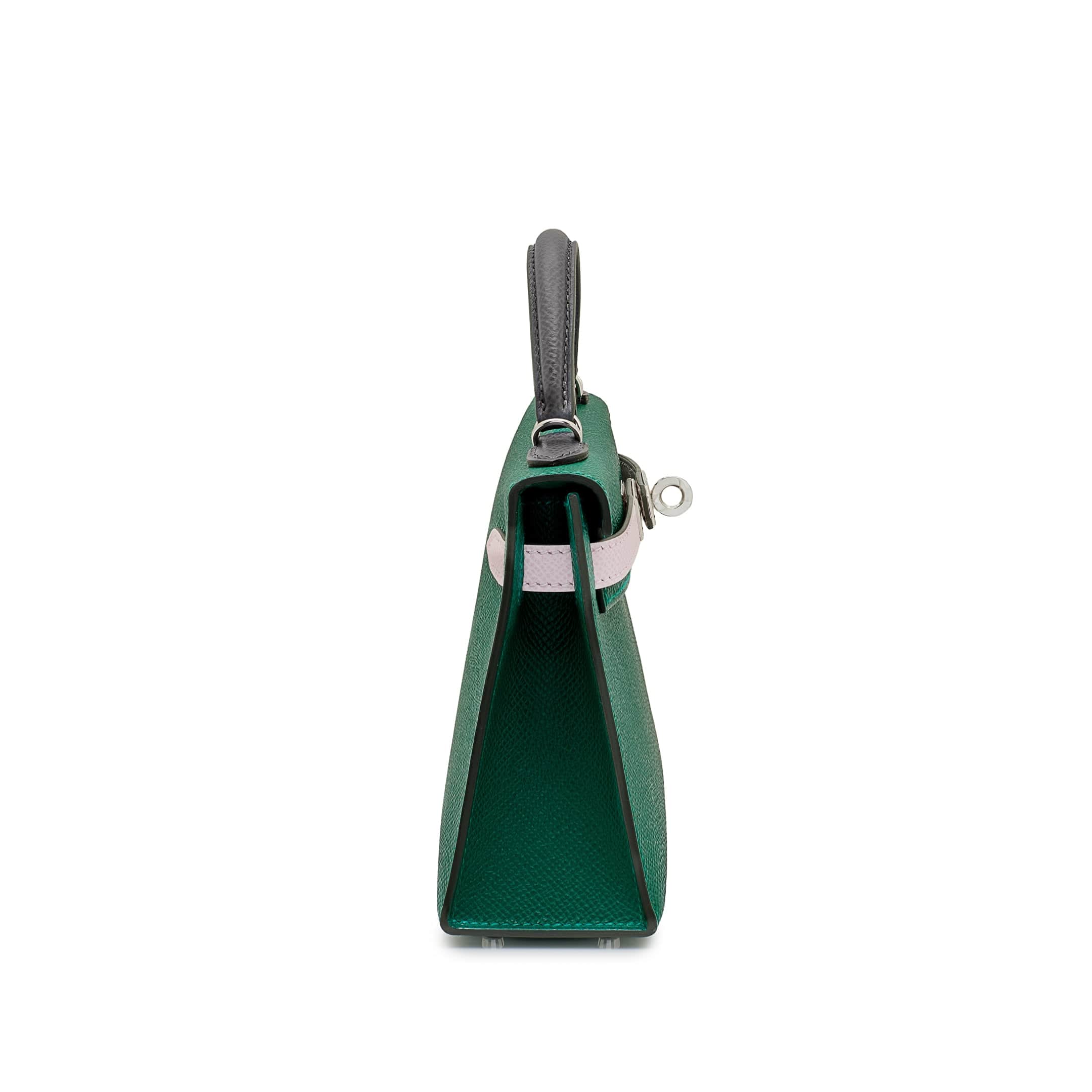 Hermès Kelly II Sellier Mini 20 Tricolore Epsom Vert Moyen/ Mauve Pale/Ardoise Palladium Hardware