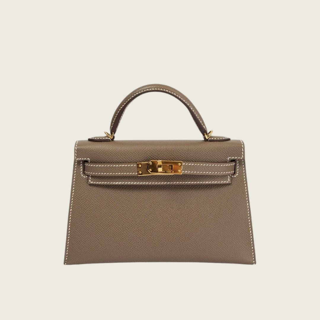 Hermès Kelly Mini Epsom Etoupe Gold Hardware