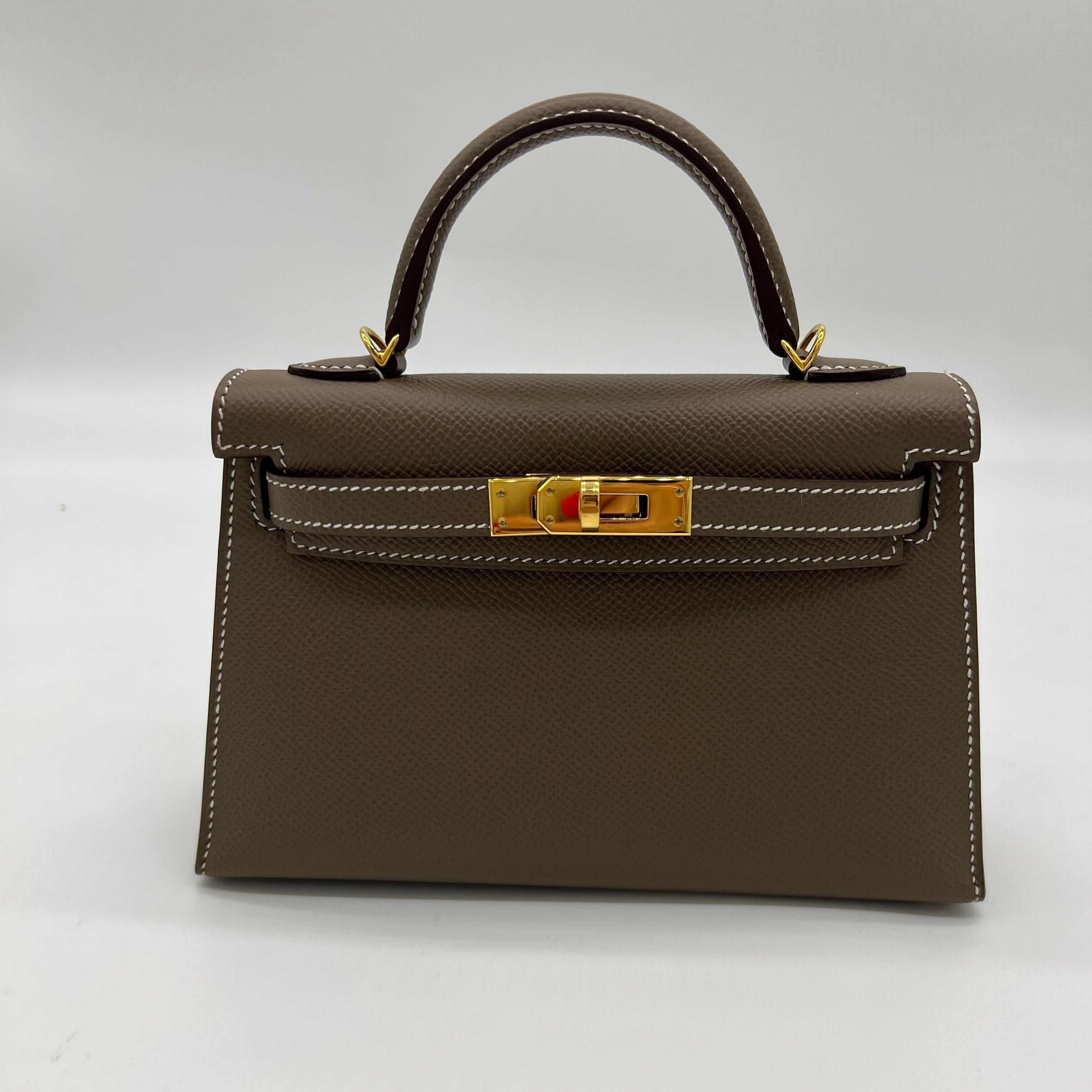 Hermes Kelly Mini Epsom Etoupe Gold Hardware Wrist Aficionado