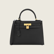 Hermès Kelly Sellier 25 Noir Epsom Leather Gold Hardware