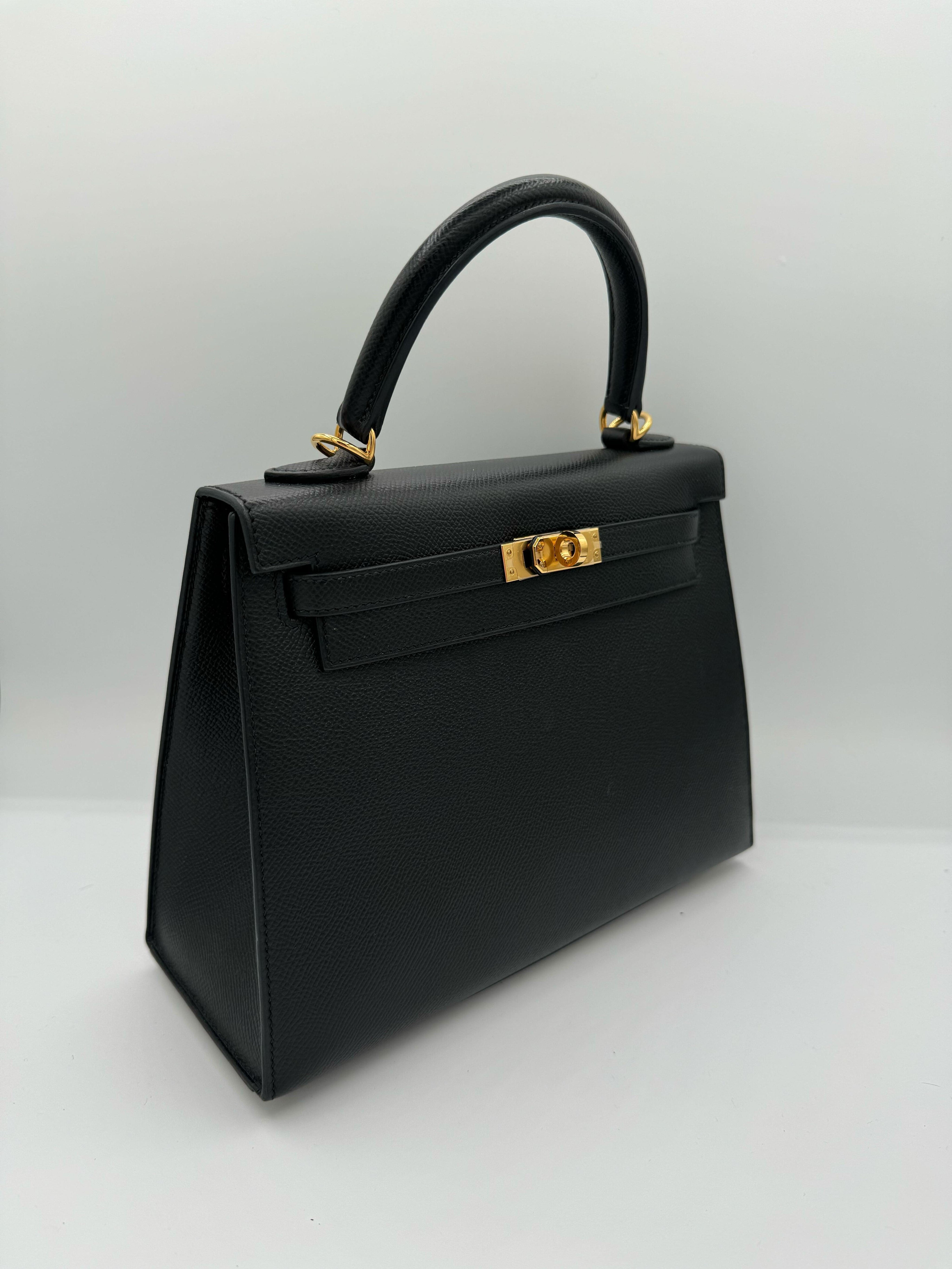 Hermès Kelly Sellier 25 Noir Epsom Leather Gold Hardware