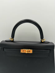 Hermès Kelly Sellier 25 Noir Epsom Leather Gold Hardware