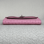 Hermès L4 Rose Bubblegum Kelly To Go Wallet Ostrich Palladium Hardware
