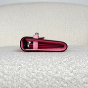 Hermès L4 Rose Bubblegum Kelly To Go Wallet Ostrich Palladium Hardware