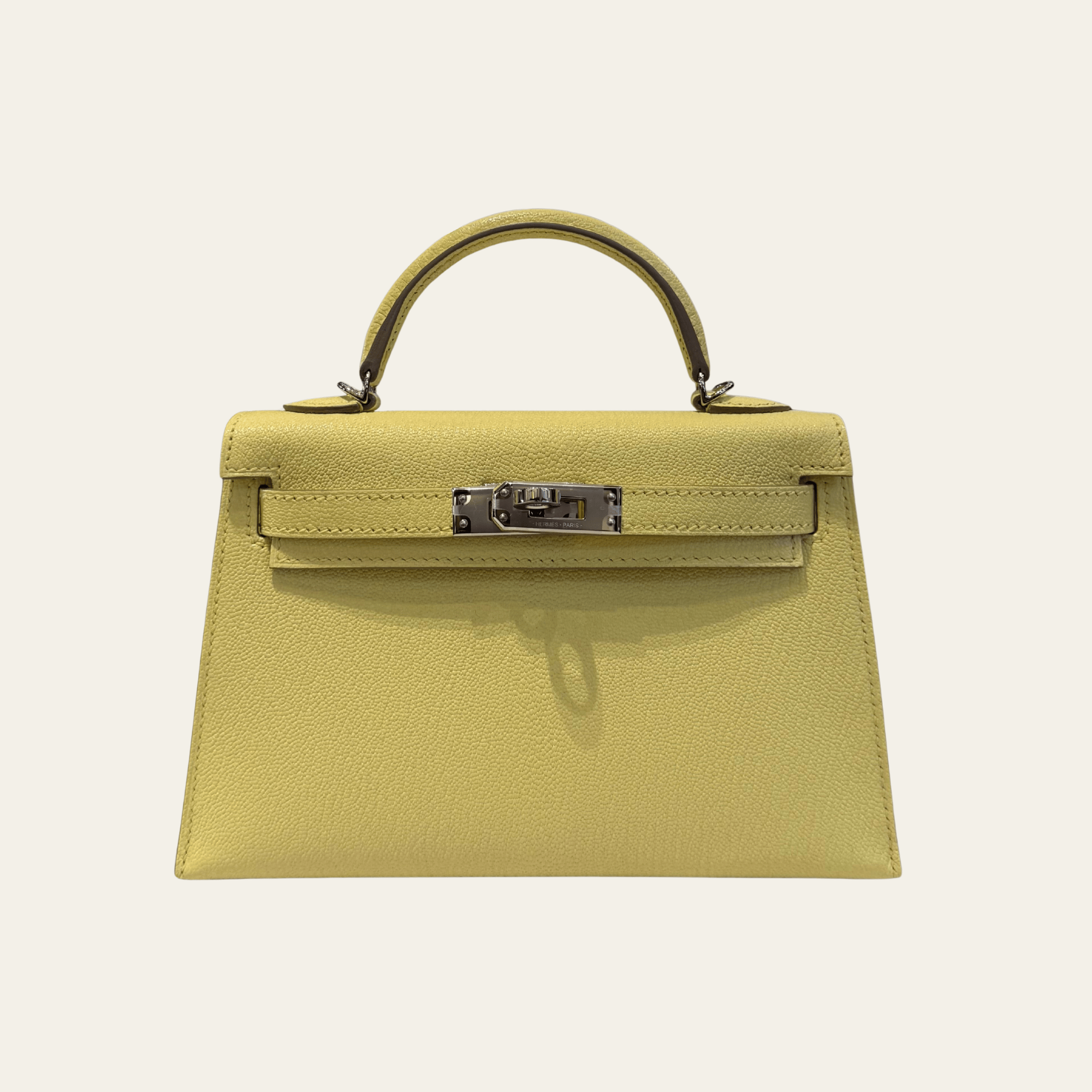 Hermès Limoncello Mini Kelly Sellier 20 Chèvre Mysore Palladium Hardware