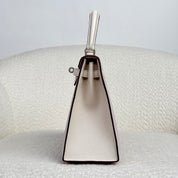Hermès Mauve Pale and Nata Kelly Sellier 25 Chèvre Mysore Brushed Palladium Hardware HSS