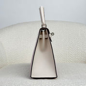 Hermès Mauve Pale and Nata Kelly Sellier 25 Chèvre Mysore Brushed Palladium Hardware HSS