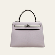 Hermès Mauve Pale and Nata Kelly Sellier 25 Chèvre Mysore Brushed Palladium Hardware HSS