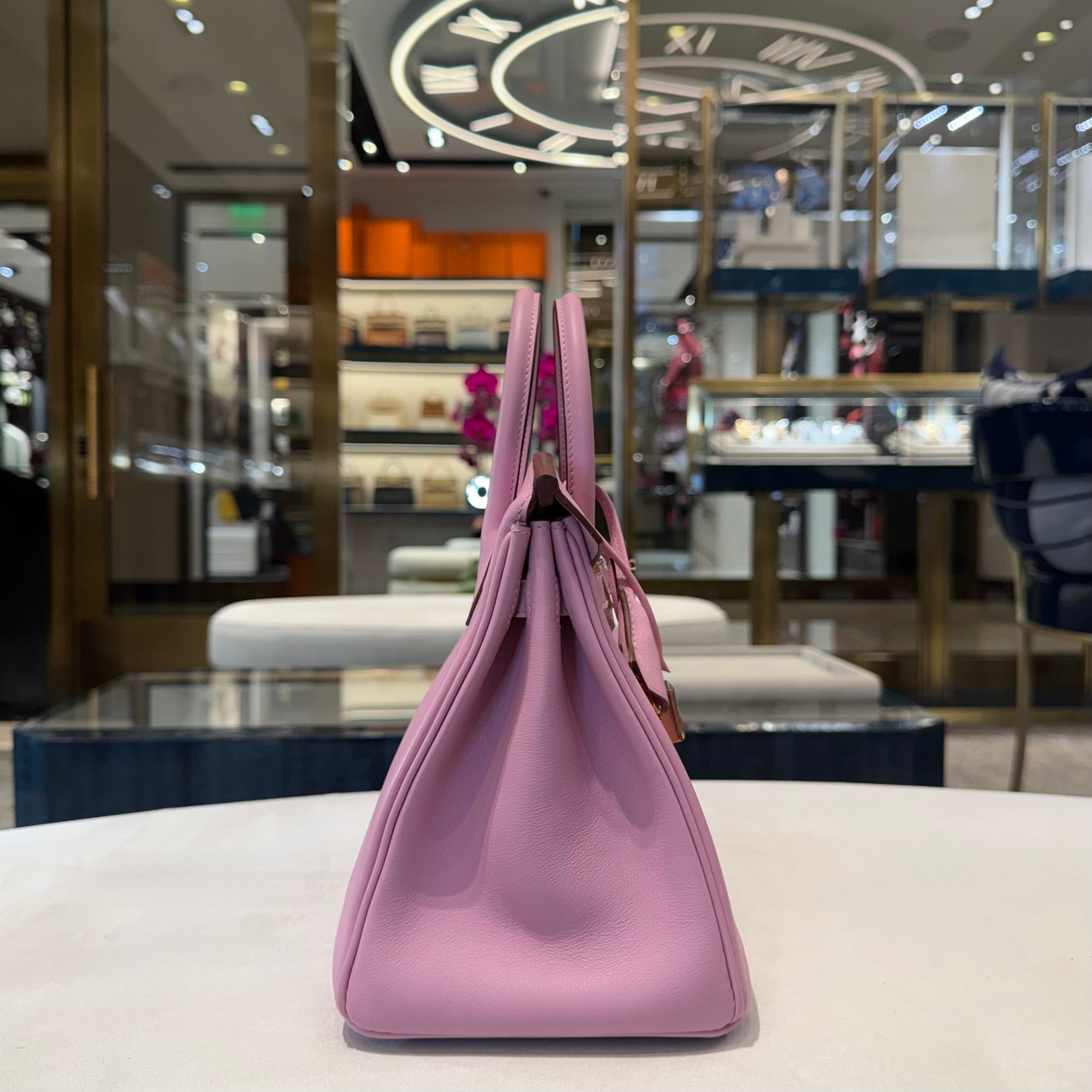 Hermès Mauve Sylvester Birkin 25 Swift Rose Gold Hardware