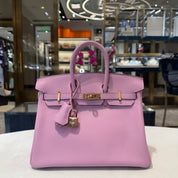 Hermès Mauve Sylvester Birkin 25 Swift Rose Gold Hardware