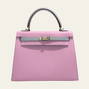 Hermès Mauve Sylvestre / Gris Pantin Kelly Sellier 25 Epsom Permabrass Hardware HSS