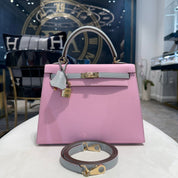 Hermès Mauve Sylvestre / Gris Pantin Kelly Sellier 25 Epsom Permabrass Hardware HSS