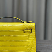 Hermès Mimosa Kelly Pochette Clutch Alligator Palladium Hardware