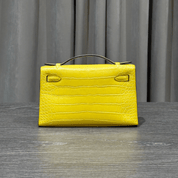 Hermès Mimosa Kelly Pochette Clutch Alligator Palladium Hardware