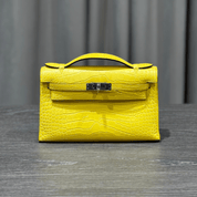Hermès Mimosa Kelly Pochette Clutch Alligator Palladium Hardware