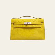 Hermès Mimosa Kelly Pochette Clutch Alligator Palladium Hardware