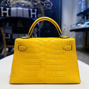Hermès Mimosa Mini Kelly Sellier 20 Matte Alligator Palldium Hardware