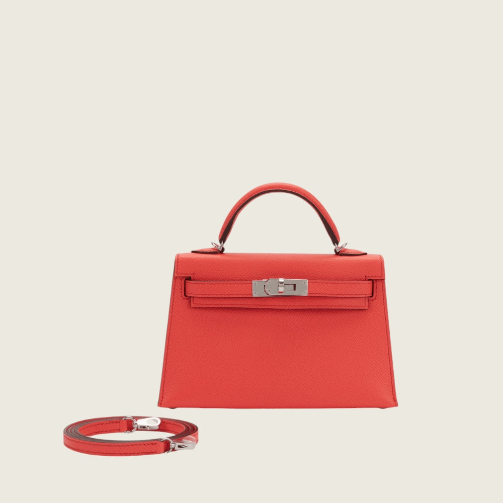 Hermès Mini Kelly 20 Rose Texas Epsom Leather Palladium Hardware