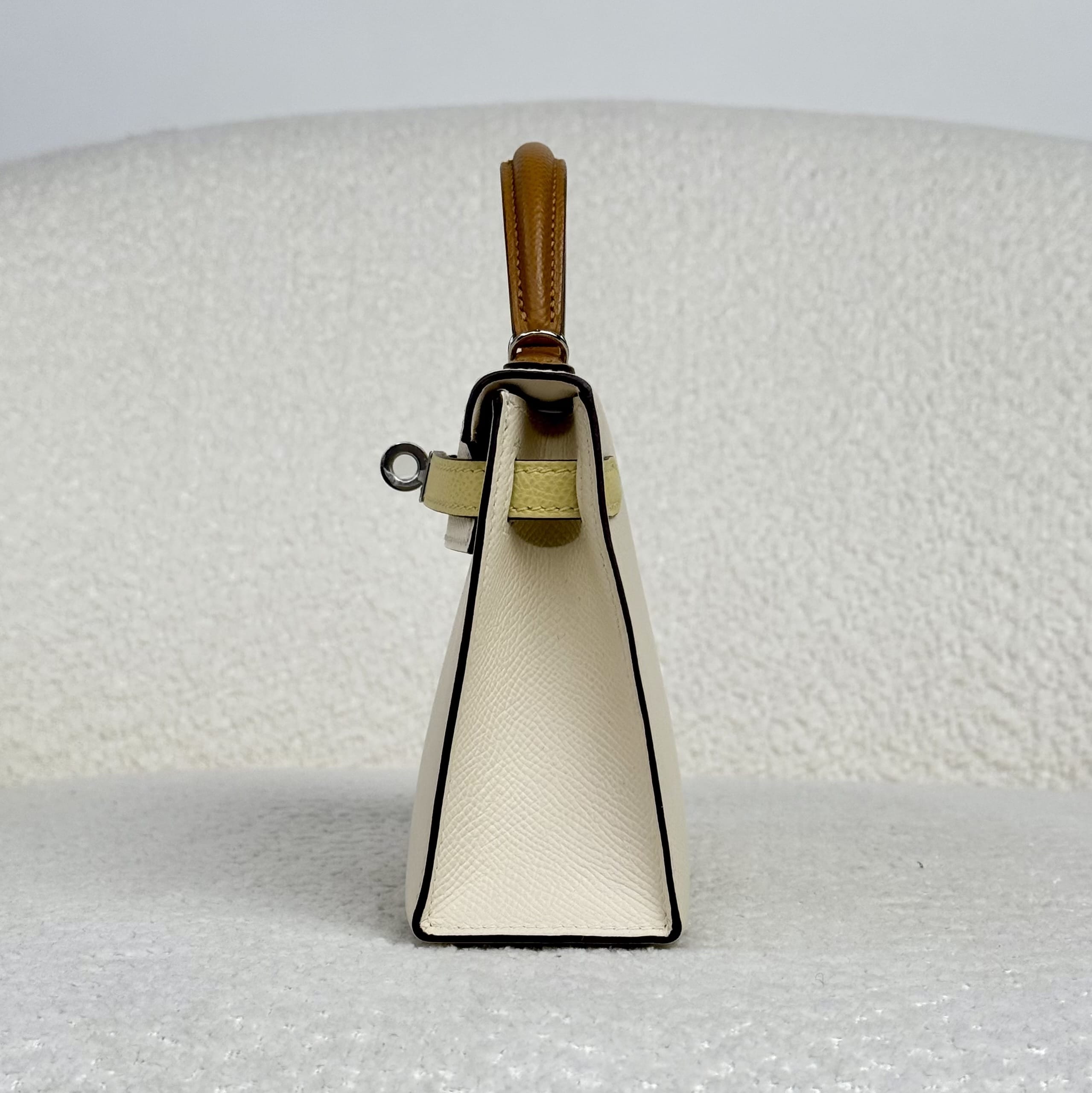 Hermès Nata/Jaune Poussain/Sesame  Mini Kelly Sellier 20 Epsom Palladium Hardware