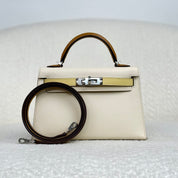 Hermès Nata/Jaune Poussain/Sesame  Mini Kelly Sellier 20 Epsom Palladium Hardware