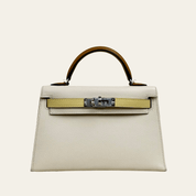 Hermès Nata/Jaune Poussain/Sesame  Mini Kelly Sellier 20 Epsom Palladium Hardware