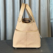 Hermès Chai Picotin 18 Swift and Toile Canvas Palladium Hardware