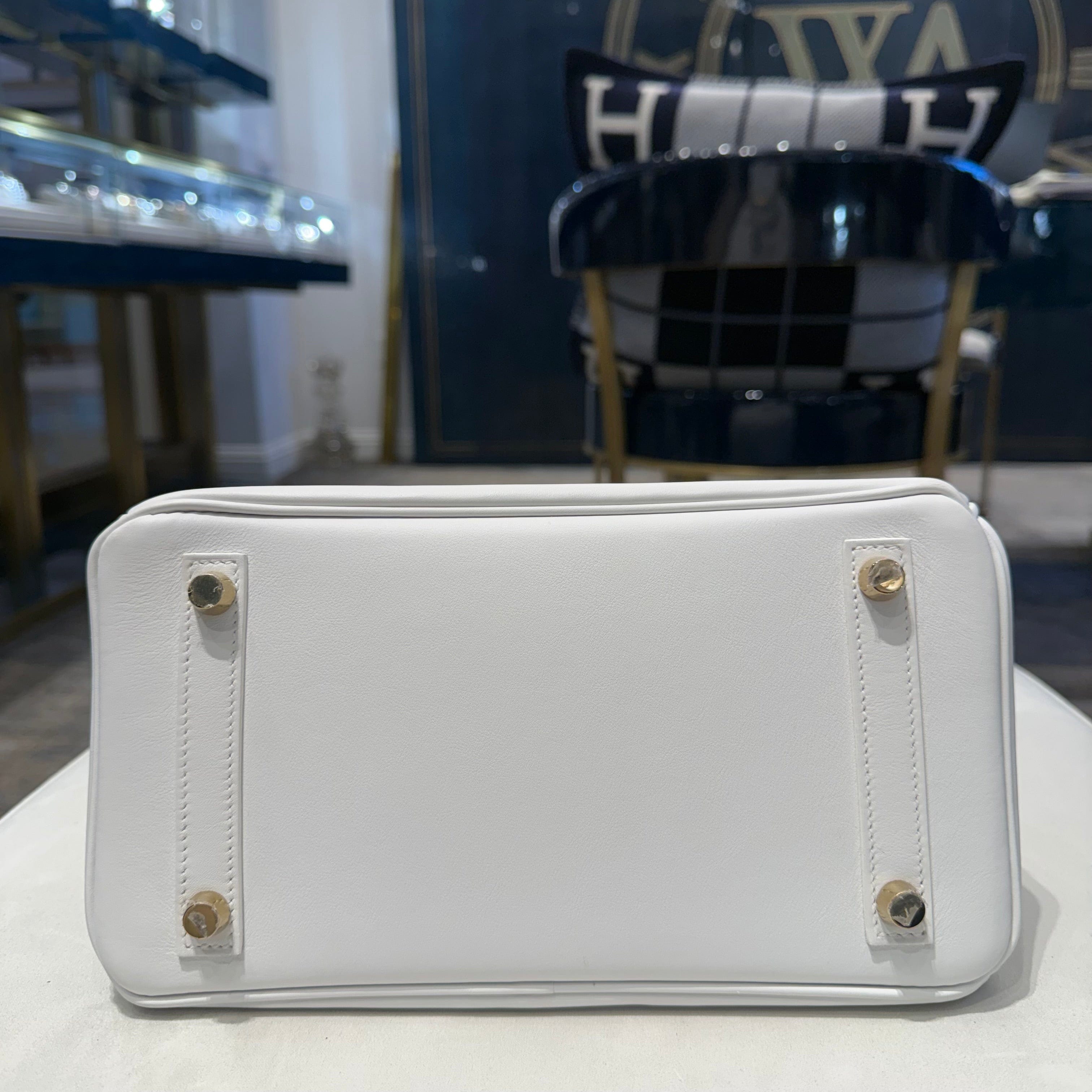Hermès New White Birkin 25 Swift Calfskin Gold Hardware