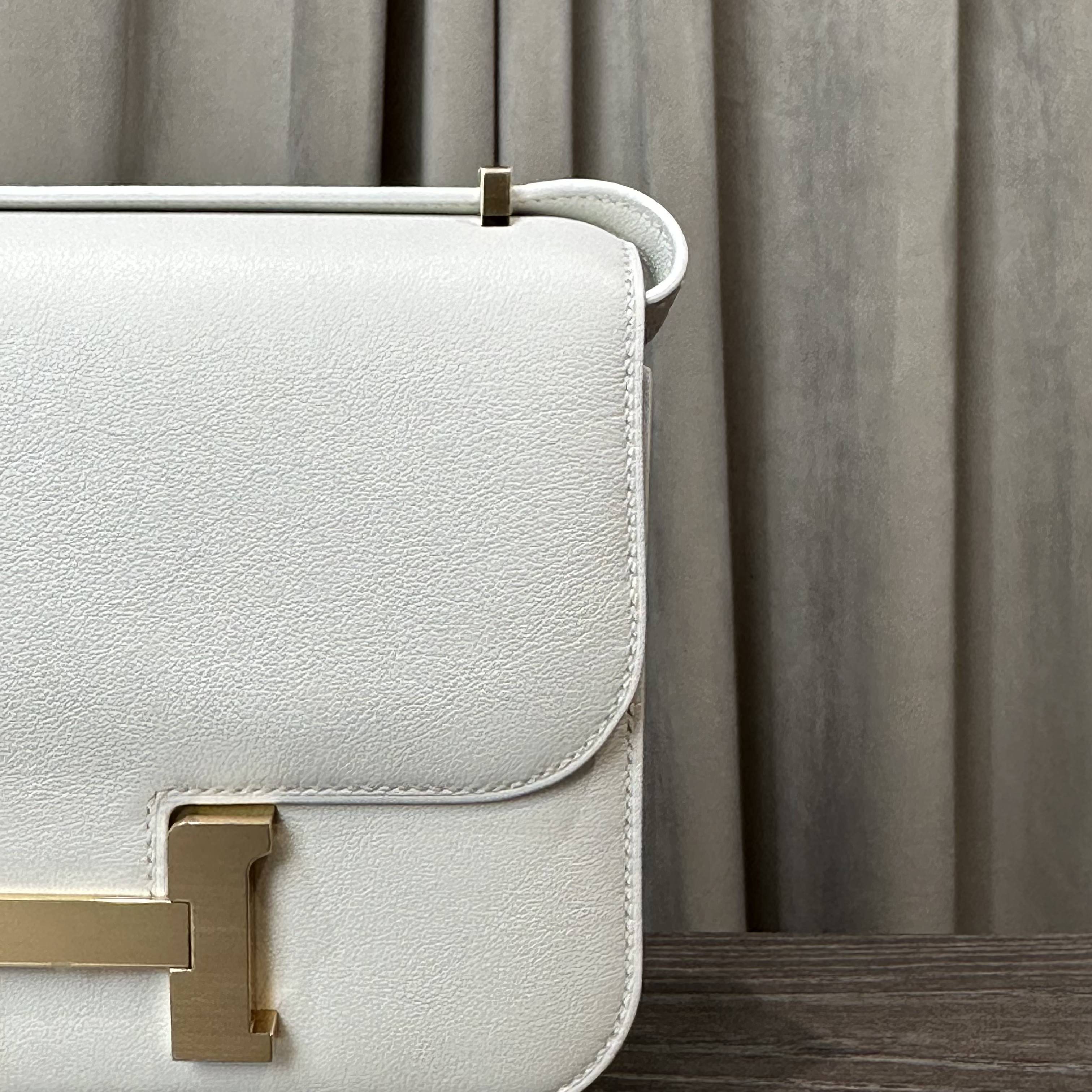 Hermès New White Constance III 18 Mini Miroir Veau Swift Gold Hardware