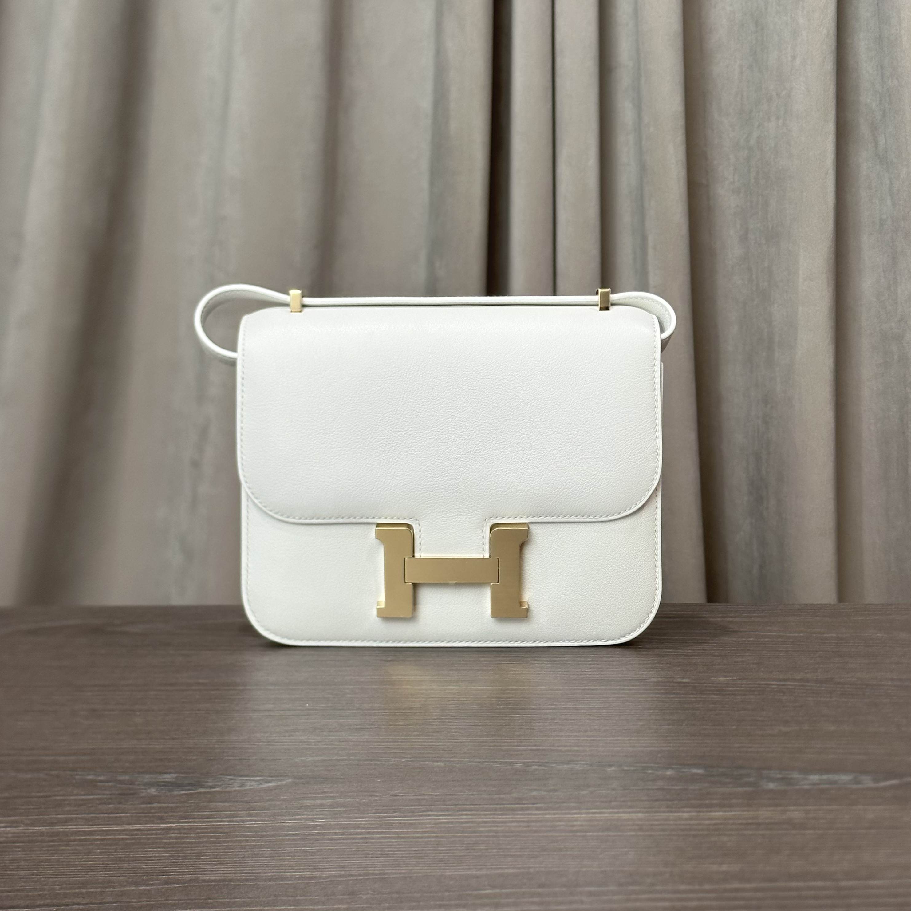 Hermès New White Constance III 18 Mini Miroir Veau Swift Gold Hardware