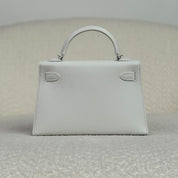Hermès New White Mini Kelly Sellier 20 Epsom Palladium Hardware