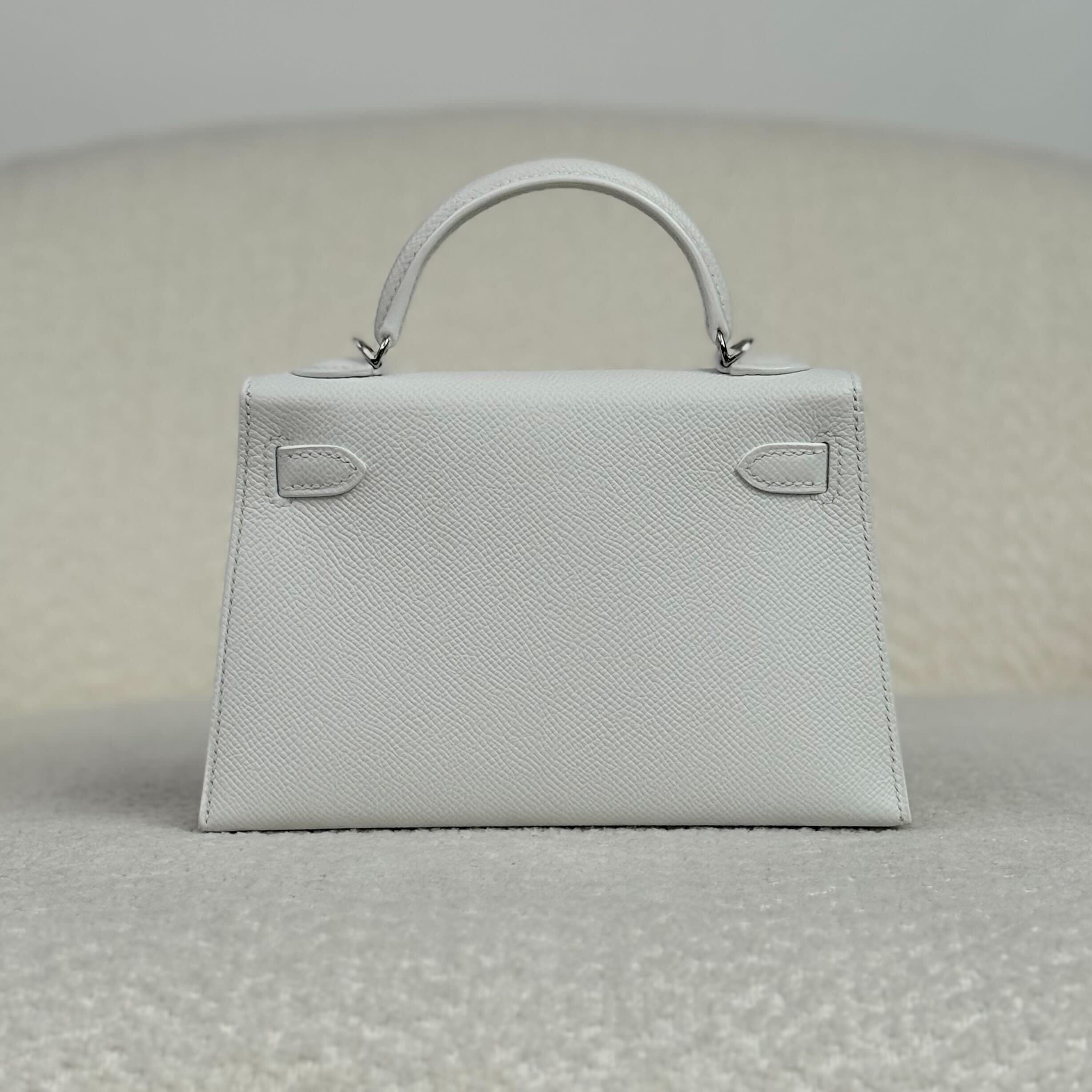 Hermès New White Mini Kelly Sellier 20 Epsom Palladium Hardware