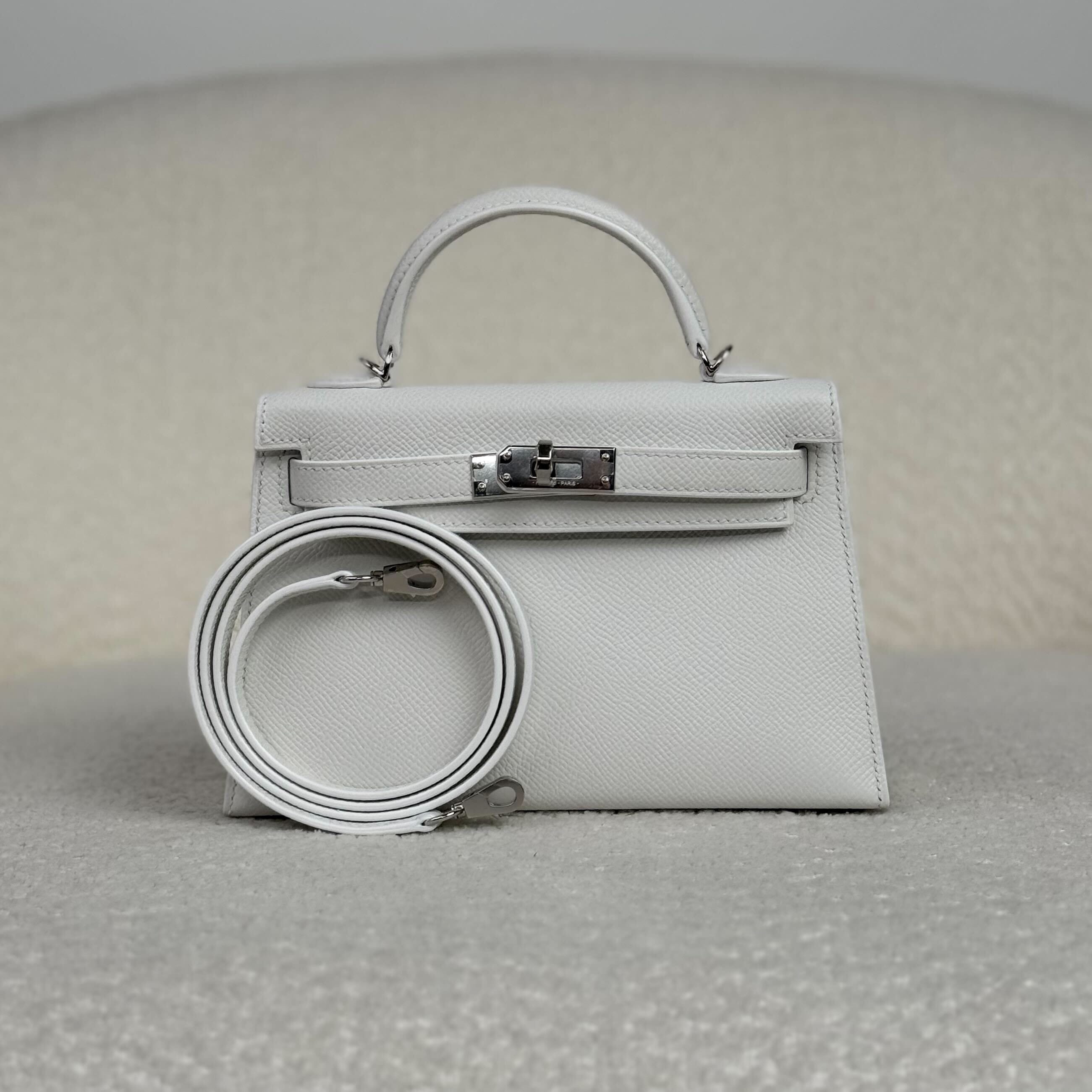 Hermès New White Mini Kelly – White Kelly Sellier Epsom Palladium