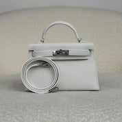 Hermès New White Mini Kelly Sellier 20 Epsom Palladium Hardware